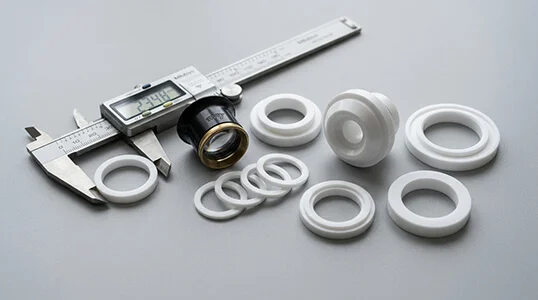 PTFE machined seals and valve seat components for chemical handling