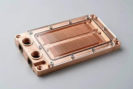 CNC machined copper cold plate with microchannels