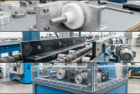 CNC machined engineering plastic applications collage: POM, nylon, and polycarbonate