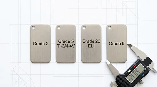 Titanium grade selection overview: Grade 2, Grade 5 Ti-6Al-4V, Grade 23 ELI, Grade 9