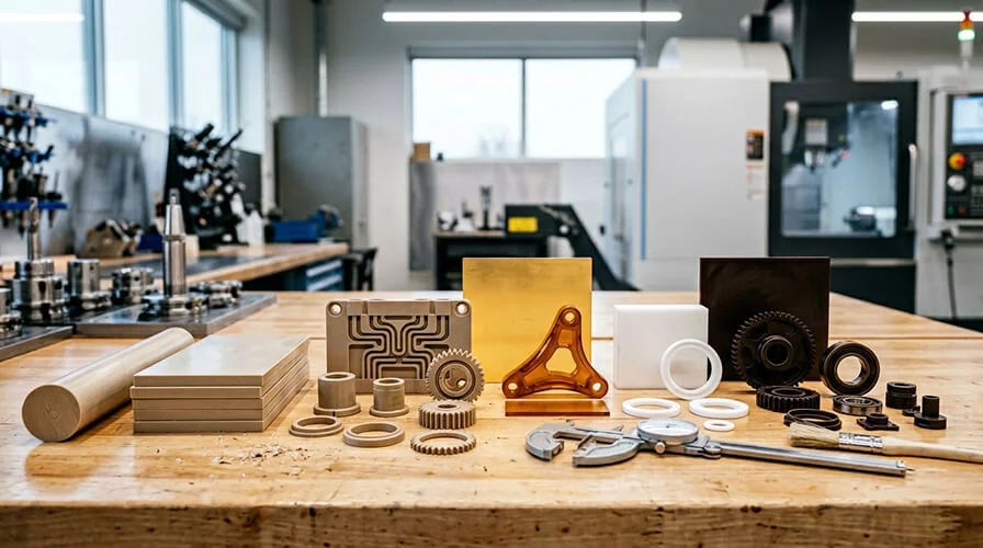 High performance plastics comparison table for PEEK, Ultem PEI, PTFE and polyimide Vespel
