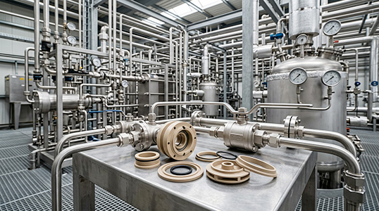 PEEK valve seats and seals for chemical service