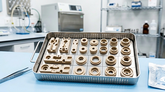 Sterilizable PEEK components in a clean tray
