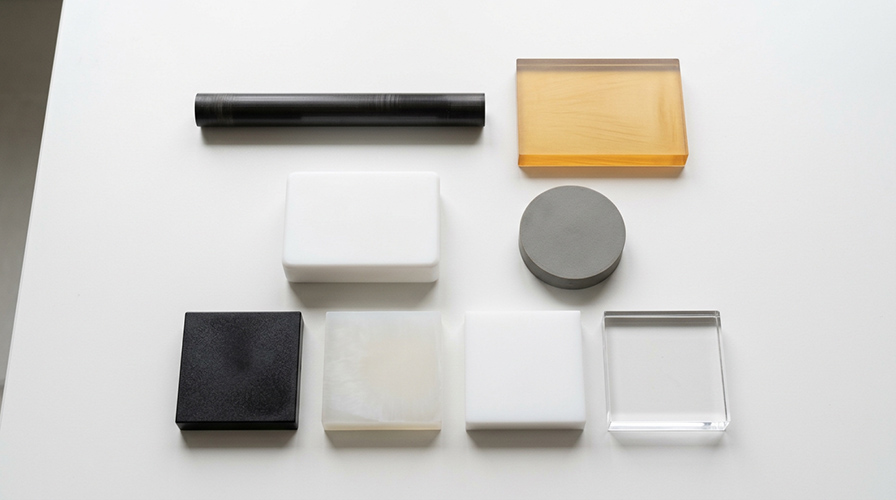 Plastic material sample palette for selection