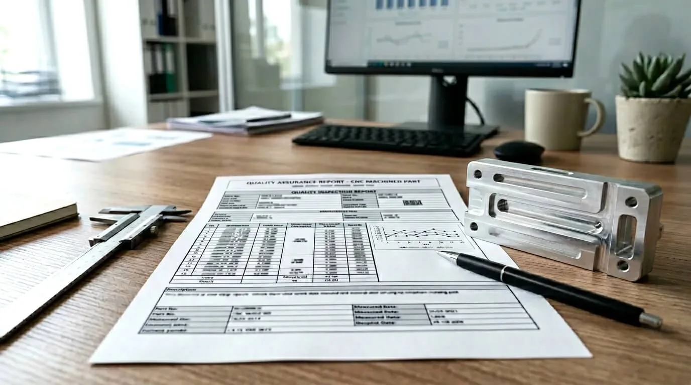 Formal inspection report concept for CNC machined parts