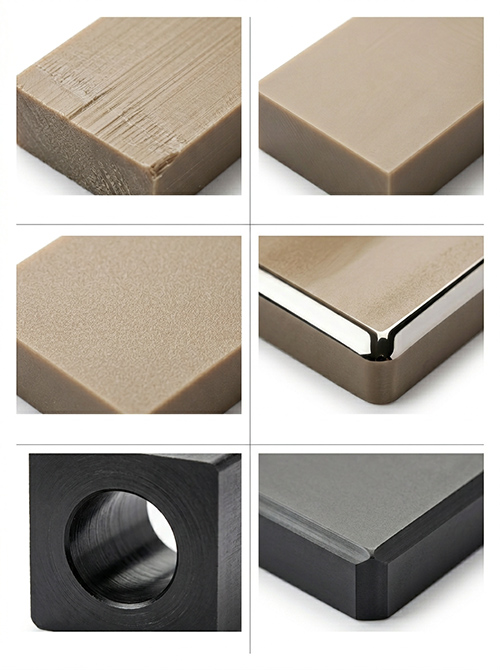 PEEK finish swatches for machined surfaces