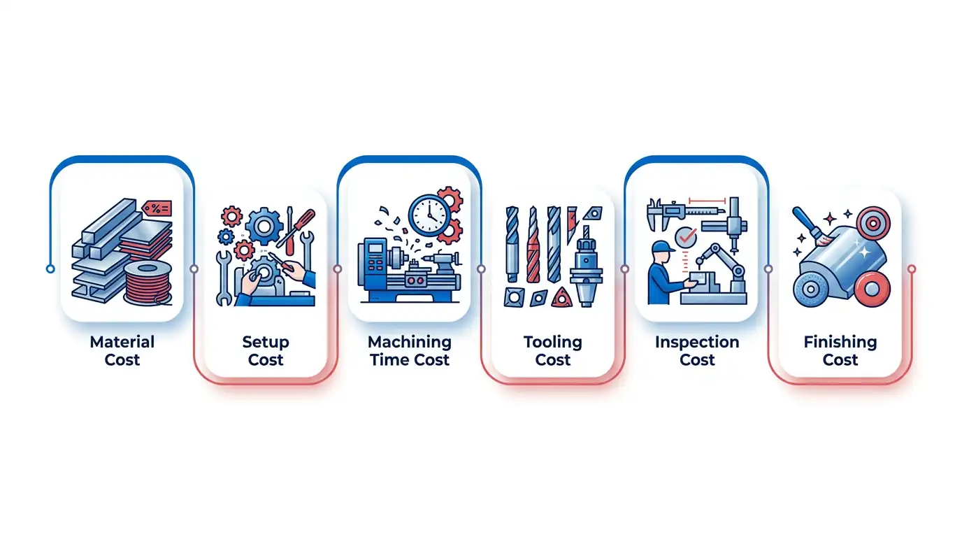 CNC cost breakdown buckets infographic