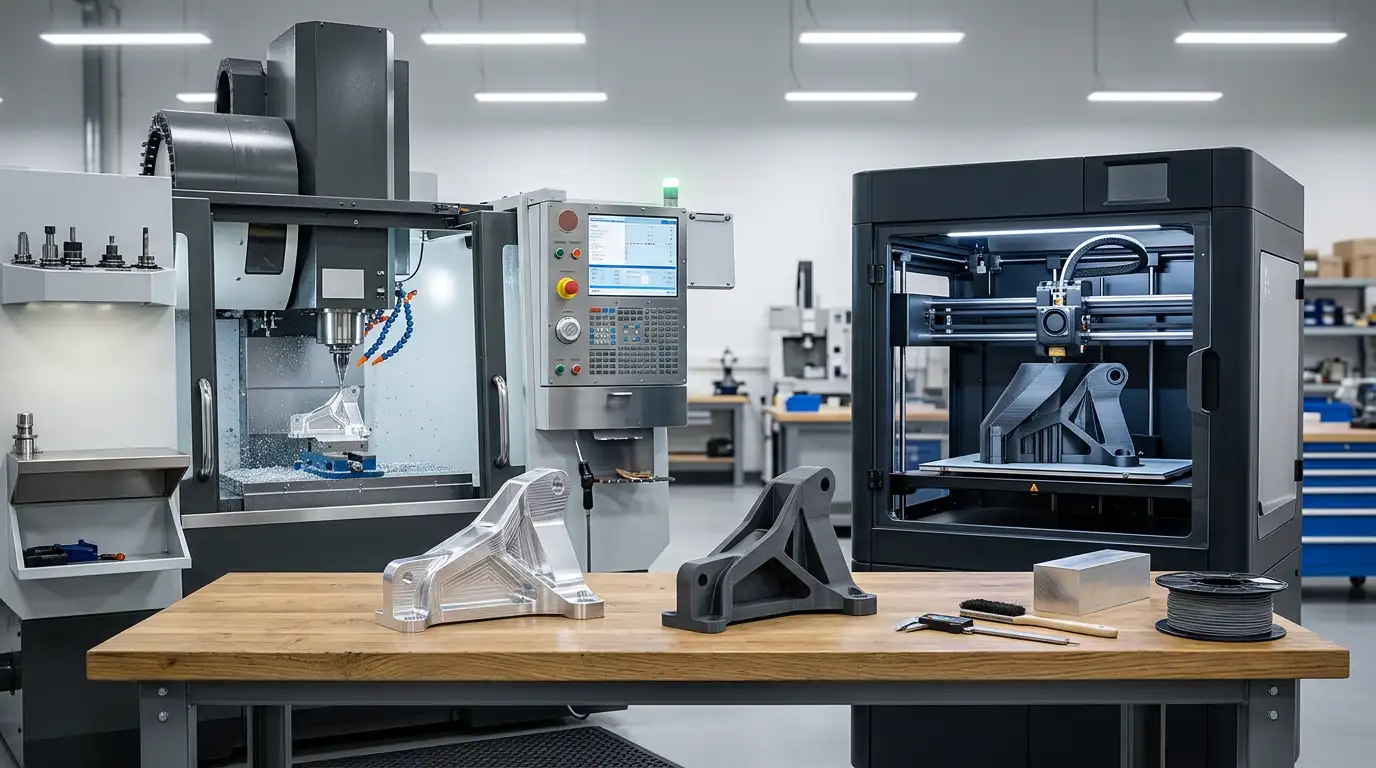 CNC machining and 3D printing process comparison