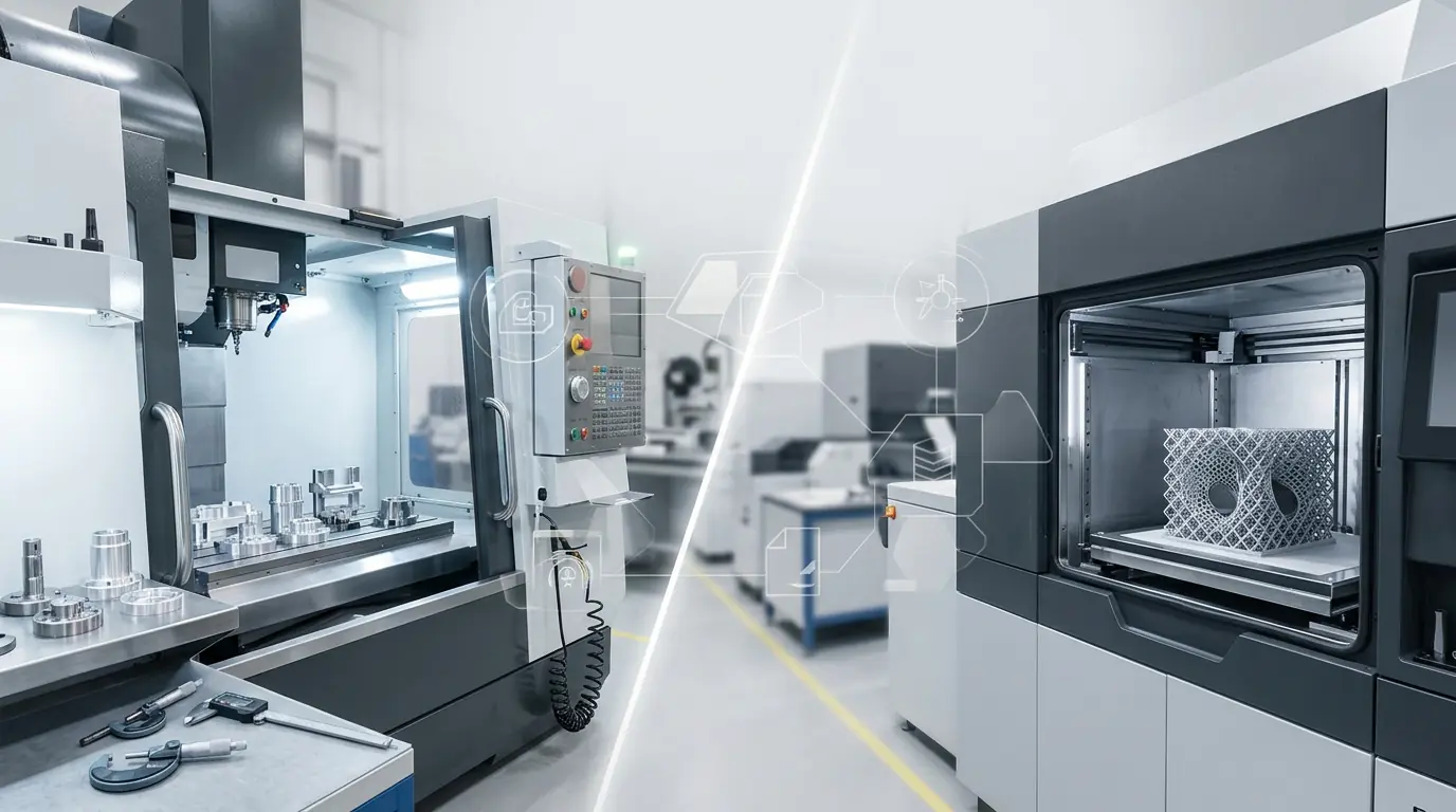CNC machining vs 3D printing comparison hero image