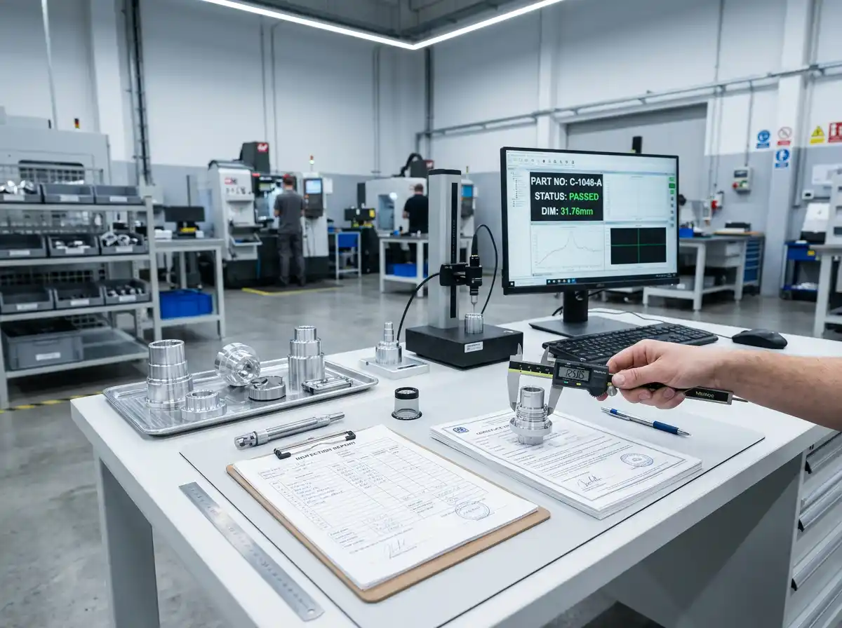 Inspection documents and quality verification setup for finished machined parts