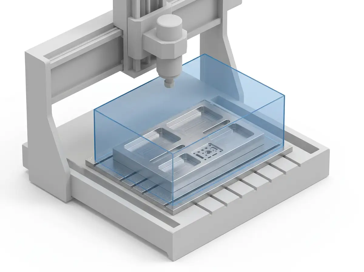 CNC work envelope bounding box illustration