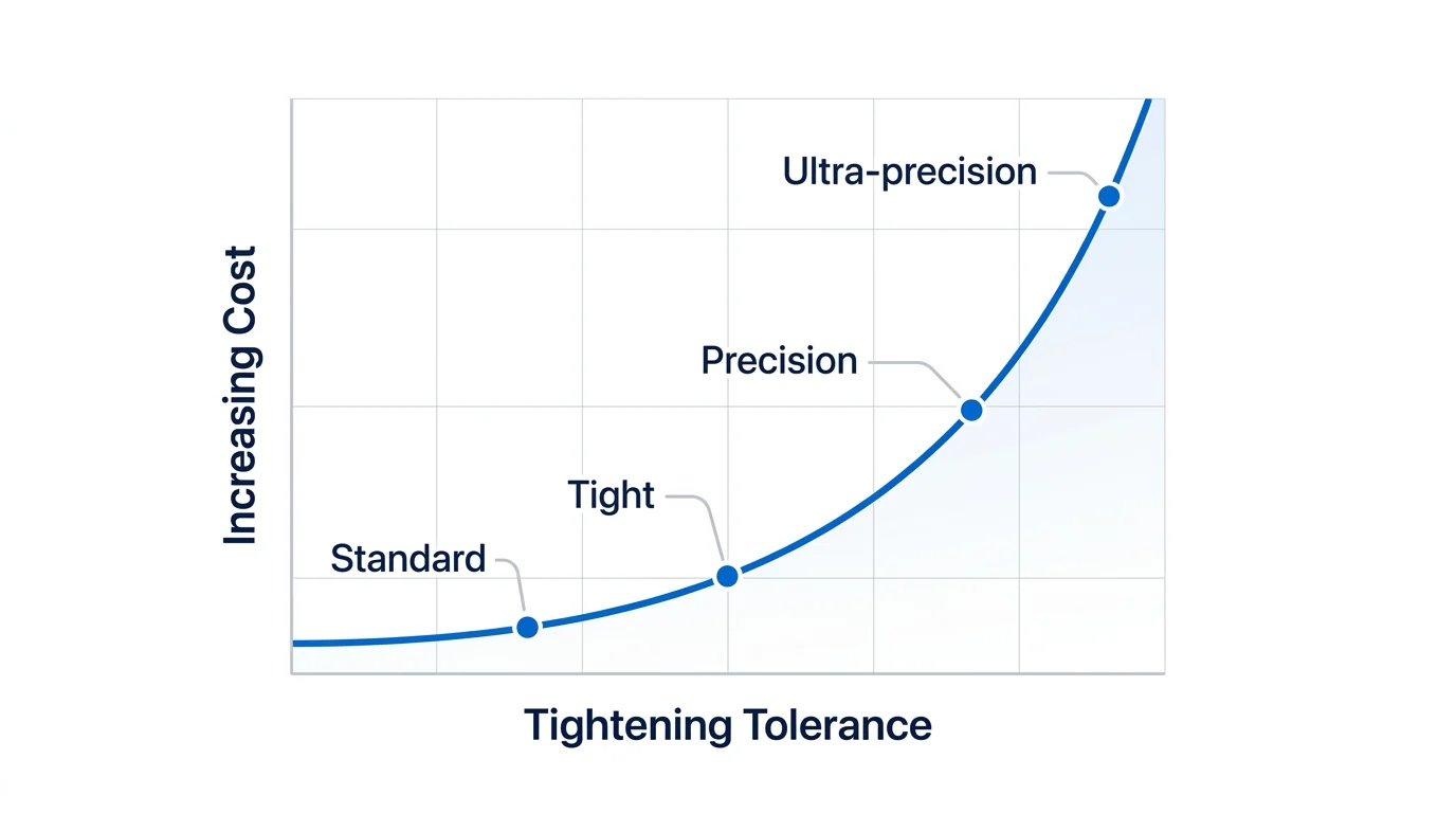 Infographic showing tolerance tightening increases cost exponentially