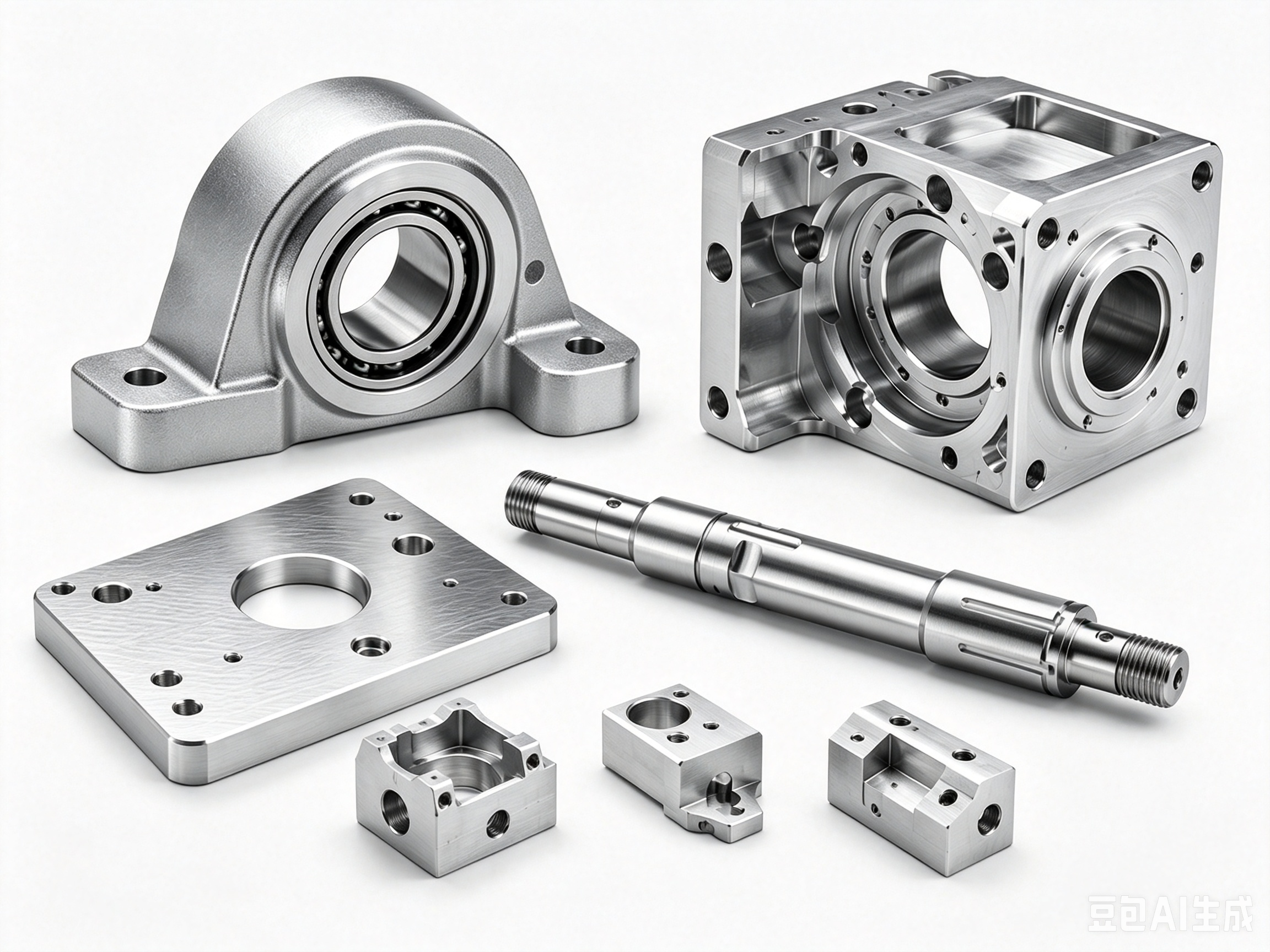 Lightweight CNC-machined aluminum support bracket and equipment housing positioned for CMM inspection