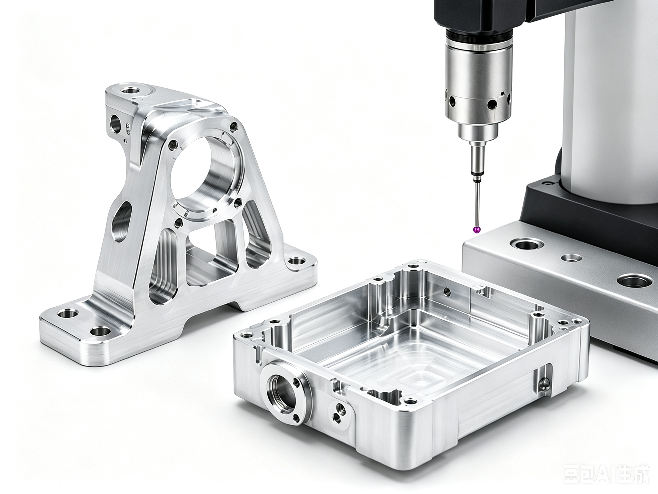 Precision CNC-machined bearing housing, shaft, fixture plate, and interface components demonstrating process planning and machining strategy